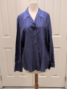 vintage, silk, french cuff long sleeved chaus petites blouse size 14.